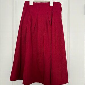 Vibrant Red A-Line Midi Skirt